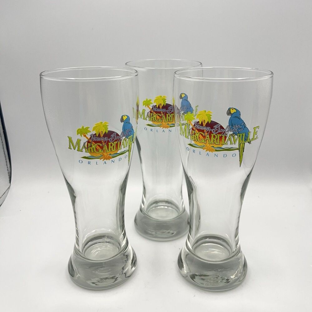 Jimmy Buffett's Margaritaville Orlando Pilsner Beer Glass 8-3/8” Tall - Lot of 3